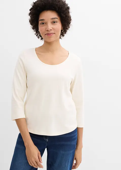 T-shirt manches 3/4 en jersey &eacute;pais 100% coton, bonprix