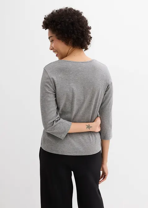 T-shirt manches 3/4 en jersey coton &eacute;pais, bonprix