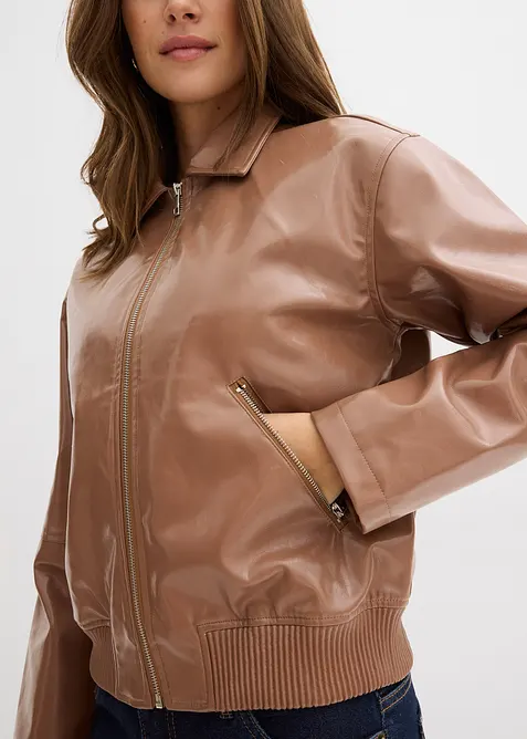 Kurze Lederimitat-Jacke, bonprix