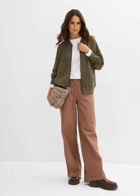 Sweat zipp&eacute; oversize en mati&egrave;re n&eacute;opr&egrave;ne, bonprix