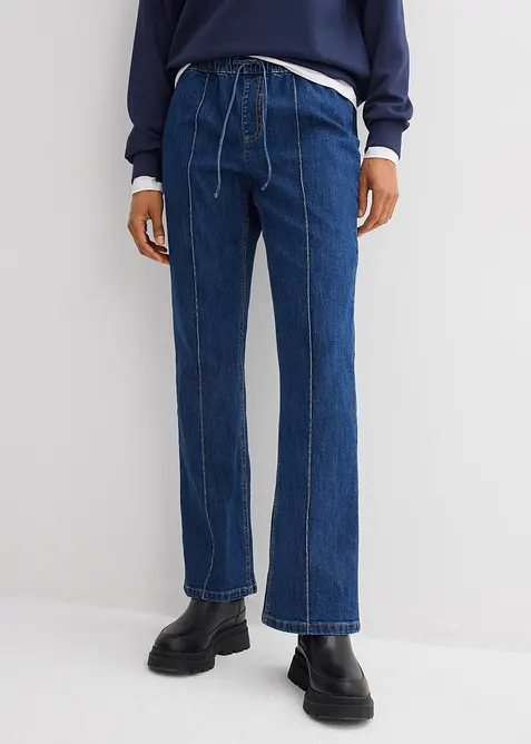 Jean bootcut taille mi-haute et &eacute;lastiqu&eacute;e, bonprix