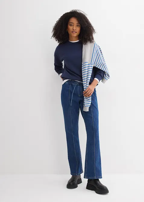 Jean bootcut taille mi-haute et &eacute;lastiqu&eacute;e, bonprix