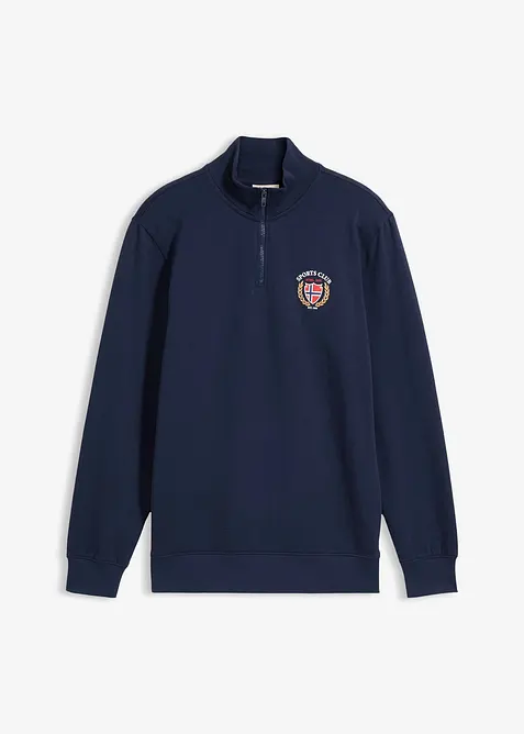 Sweat-shirt 100% coton &agrave; col zipp&eacute;, bonprix