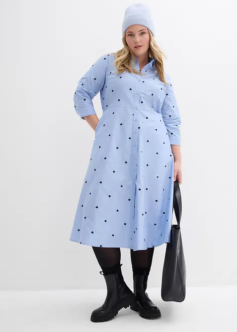 Hemdblusenkleid aus reiner Bio-Baumwolle, bonprix