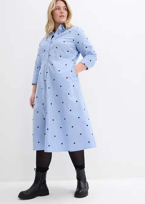 Hemdblusenkleid aus reiner Bio-Baumwolle, bonprix