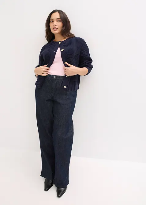 Grobstrickjacke mit geh&auml;mmerten Kn&ouml;pfen, bonprix