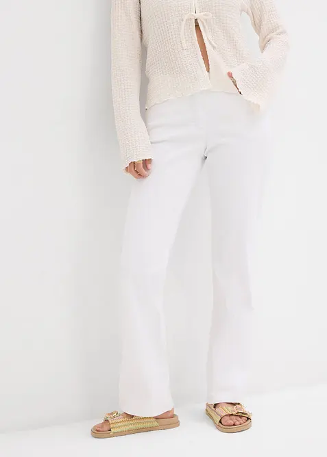 Jean droit taille mi-haute, extensible, bonprix