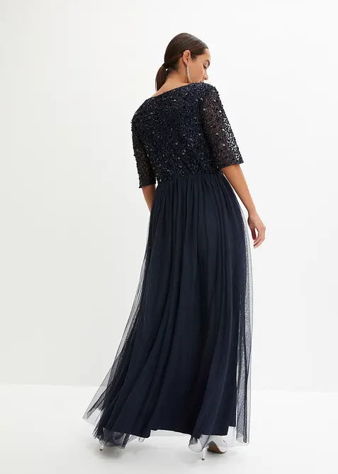 Abendkleid aus zartem T&uuml;ll mit Paillettenstickerei, bonprix