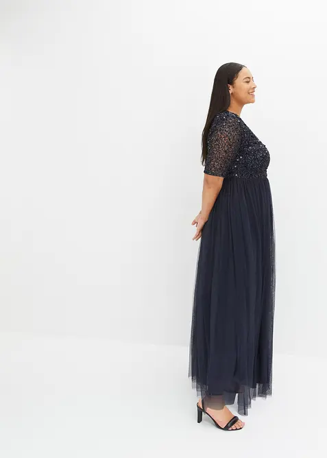 Abendkleid aus zartem T&uuml;ll mit Paillettenstickerei, bonprix