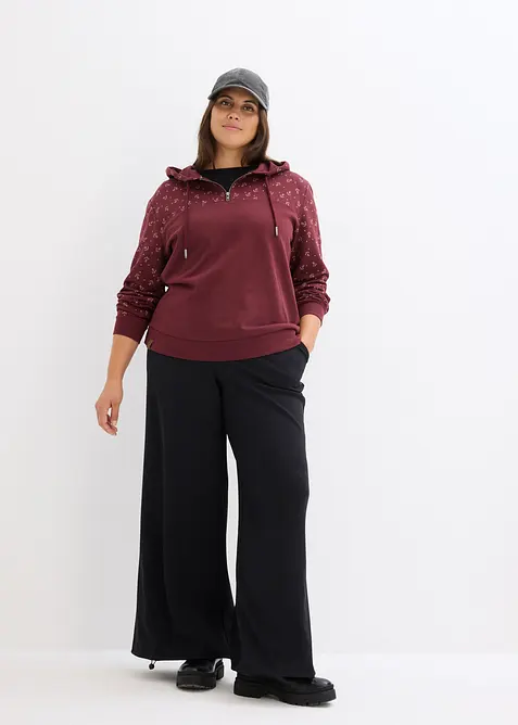 Sweat &agrave; capuche et col zipp&eacute;, 100% coton, bonprix