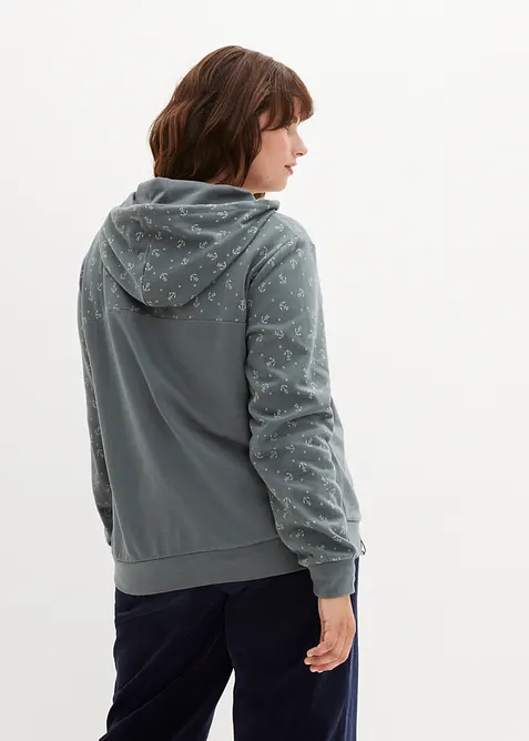 Sweat &agrave; capuche et col zipp&eacute;, 100% coton, bonprix