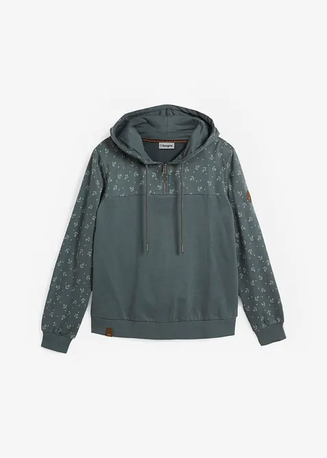 Sweat &agrave; capuche et col zipp&eacute;, 100% coton, bonprix