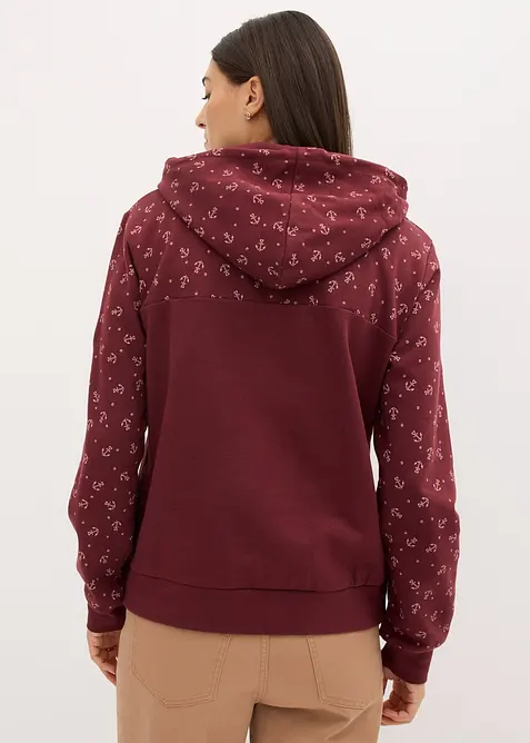 Sweat &agrave; capuche et col zipp&eacute;, 100% coton, bonprix