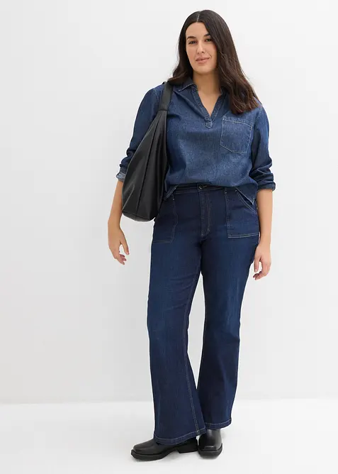 Flared-Jeans, High Waist, Bio-Baumwolle, bonprix