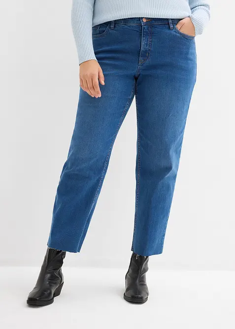 Straight-Jeans, Mid Waist, Bio-Baumwolle cropped, bonprix
