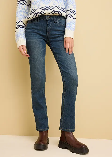 Jean droit taille mi-haute, extensible, bonprix