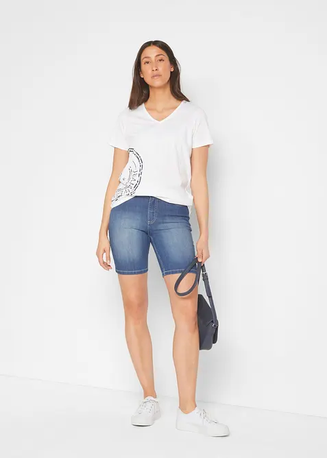 Bermuda en jean, taille mi-haute, bonprix