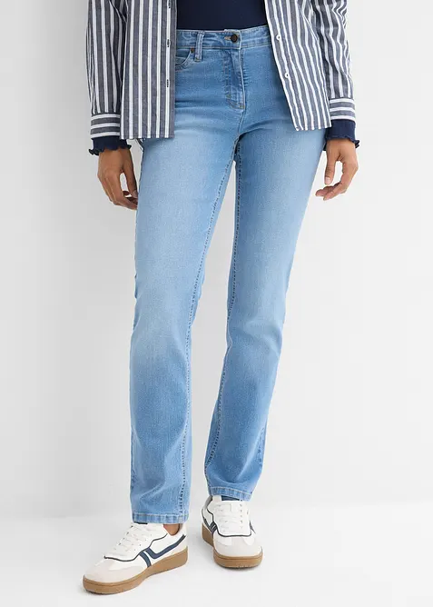 Jean droit taille mi-haute, extensible, bonprix