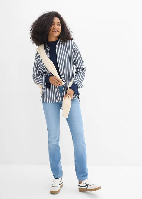 Jean droit taille mi-haute, extensible, bonprix