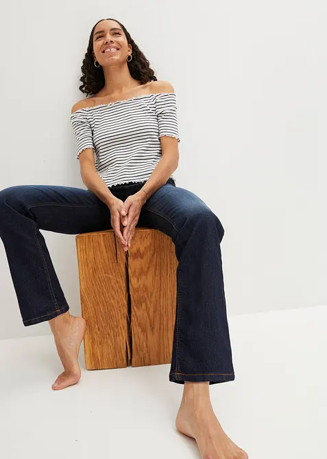 Jean droit taille mi-haute, extensible, bonprix