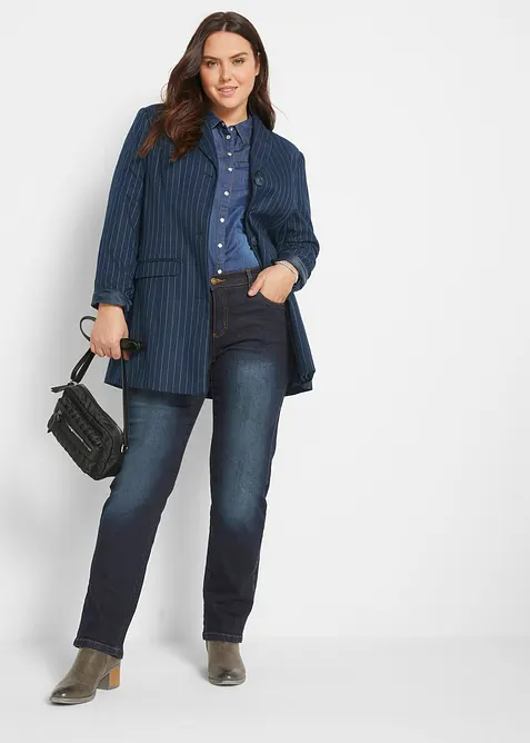 Jean droit taille mi-haute, extensible, bonprix