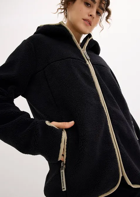 Teddy-Fleece Jacke mit Kapuze, bonprix