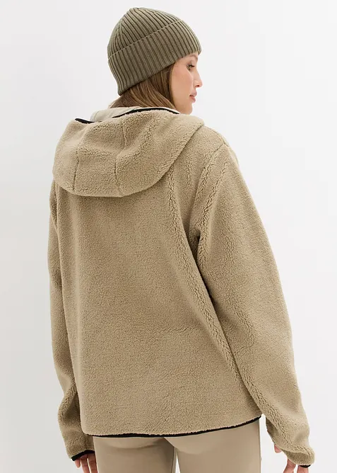 Veste en maille sherpa &agrave; capuche, bonprix