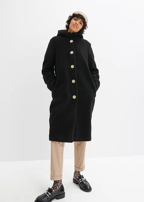 Teddymantel mit Kapuze und Taschen, bonprix