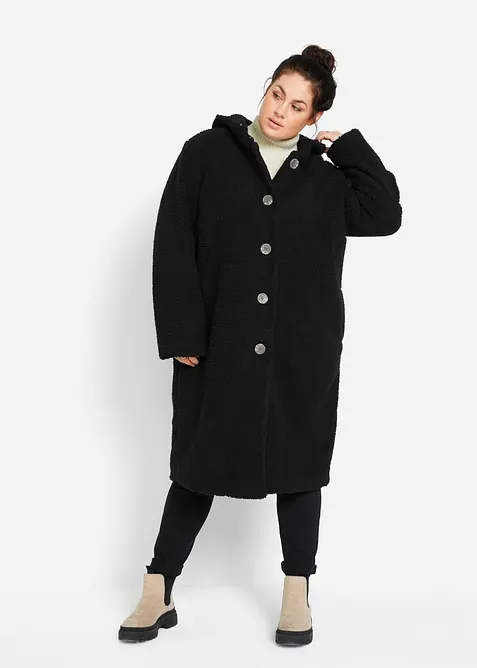 Teddymantel mit Kapuze und Taschen, bonprix