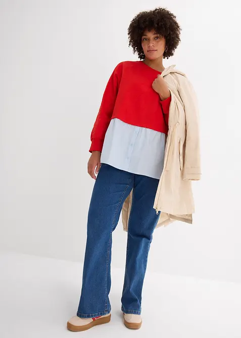 Jean bootcut taille mi-haute, extensible, bonprix