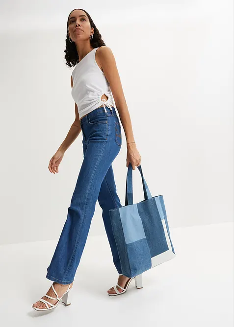 Jean bootcut taille mi-haute, extensible, bonprix