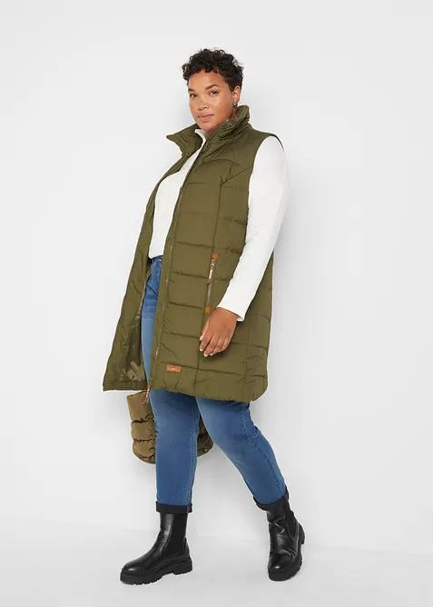 Longue doudoune sans manches &agrave; col montant, bonprix