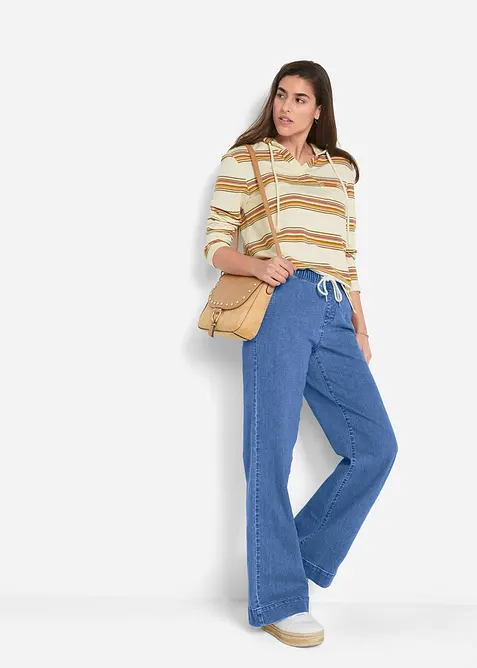 Wide Leg Jeans Mid Waist, Stretch, bonprix