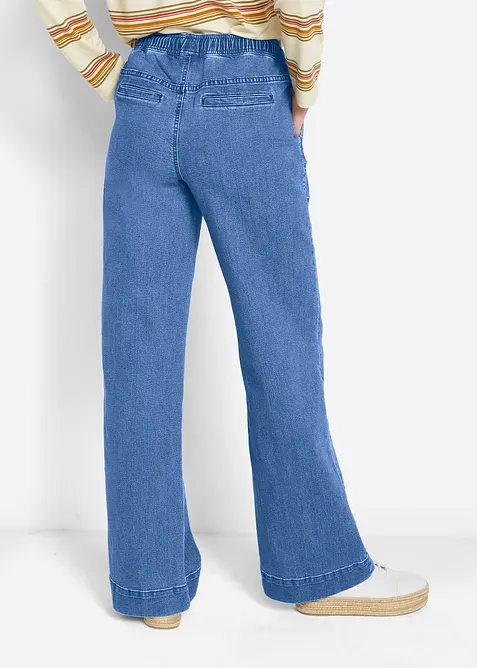 Wide Leg Jeans Mid Waist, Stretch, bonprix