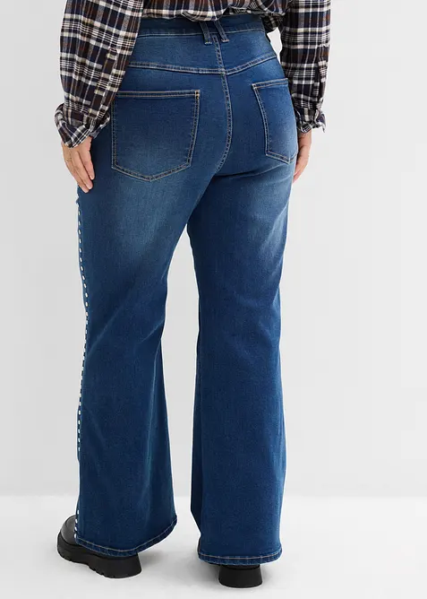 Flared-Jeans High Waist mit Nietenbesatz, bonprix