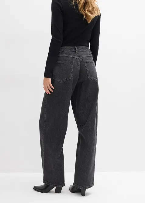 Jean barrel taille mi-haute, bonprix