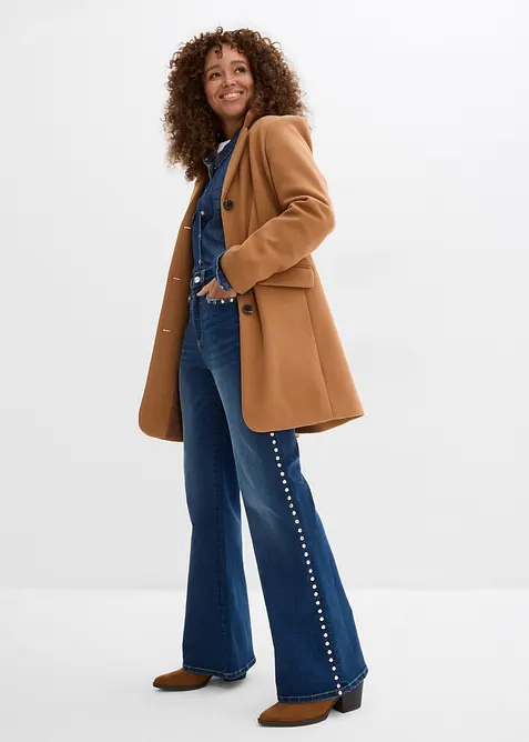 Jean flare taille haute avec rivets, bonprix