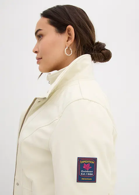 Longue parka en softshell extensible et d&eacute;perlant, bonprix