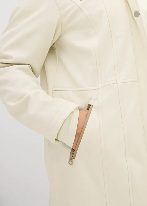 Longue parka en softshell extensible et d&eacute;perlant, bonprix