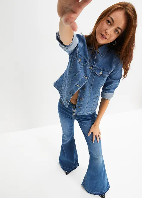 Jean pattes d&rsquo;&eacute;ph avec ourlets effiloch&eacute;s, bonprix