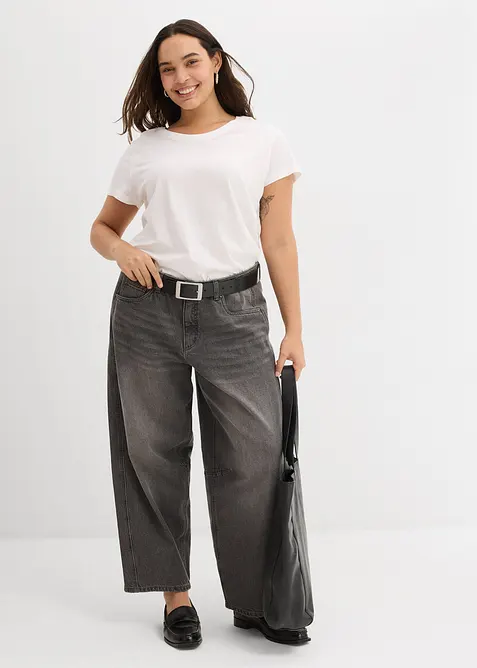 Jean barrel taille mi-haute, bonprix