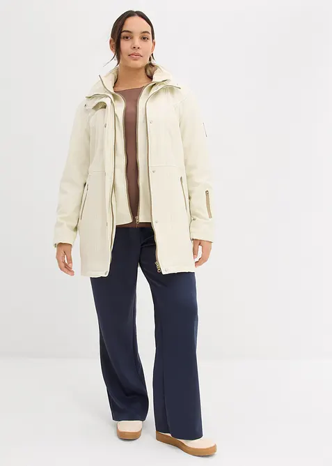 Longue parka en softshell extensible et d&eacute;perlant, bonprix