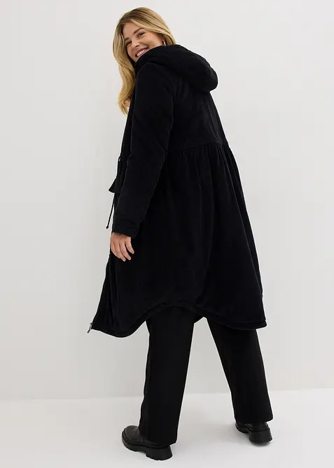 Manteau en velours c&ocirc;tel&eacute; 100% coton avec capuche doubl&eacute;e sherpa, bonprix