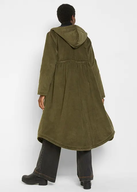 Cord-Mantel mit Teddy-Fleece Kapuze aus reiner Baumwolle, bonprix