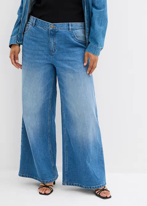 Wide-Leg-Jeans Mid Waist, bonprix