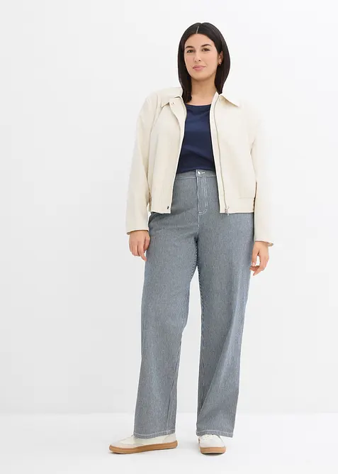 Loose Straight-Jeans, High Waist, gestreift, bonprix