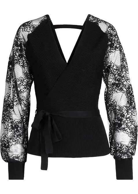 Feinstrickpullover mit Spitze, bonprix