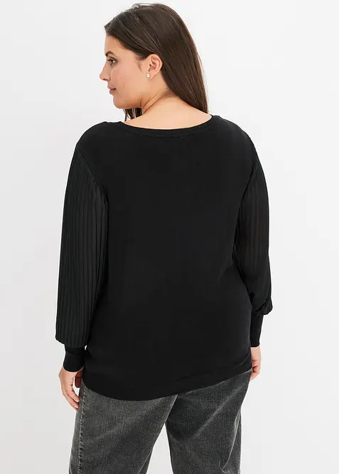 Pullover mit plissierten &Auml;rmeln, bonprix
