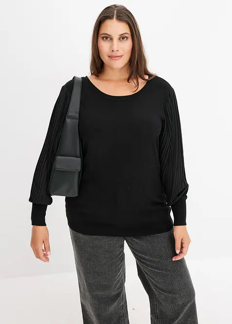 Pullover mit plissierten &Auml;rmeln, bonprix