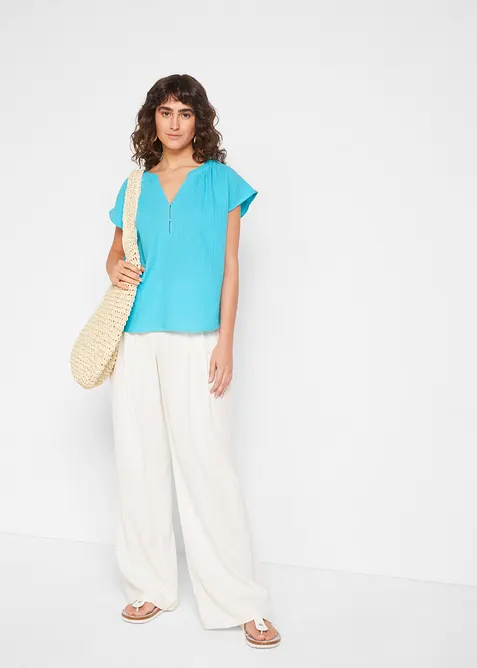 Musselin-Blusentop aus reiner Baumwolle, bonprix